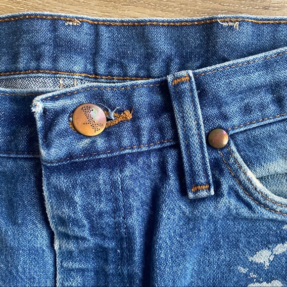 Vintage Distressed Painted Wrangler Denim Jeans Western High Rise 32 x 30 10 - Picture 5 of 7